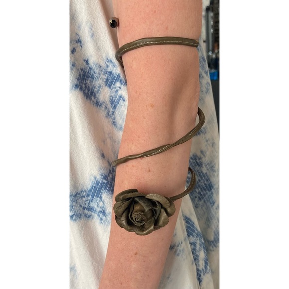 Choker Large flower rose Colette Malouf leather Necklace hairband bracelet - Picture 5 of 10